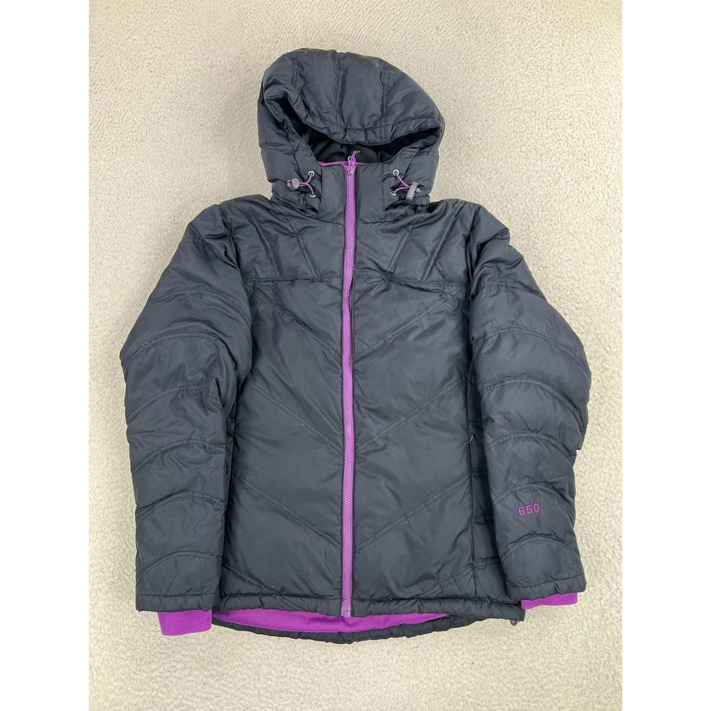 Cabela's Jacket Womens Small Black Goose Down 650 Hooded Puffer Zip Outdoor